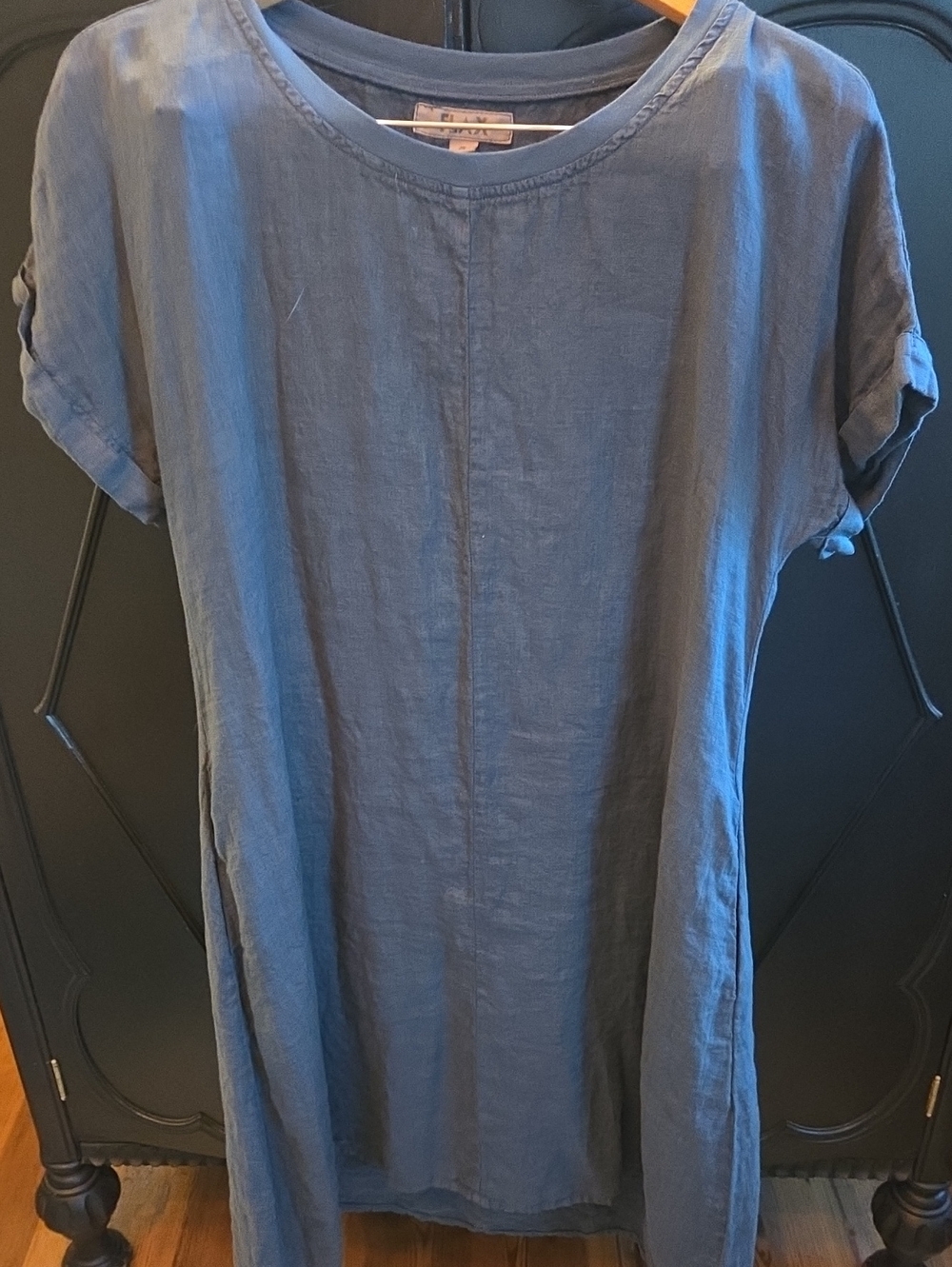 Flax Washed Blue Linen Shift Dress